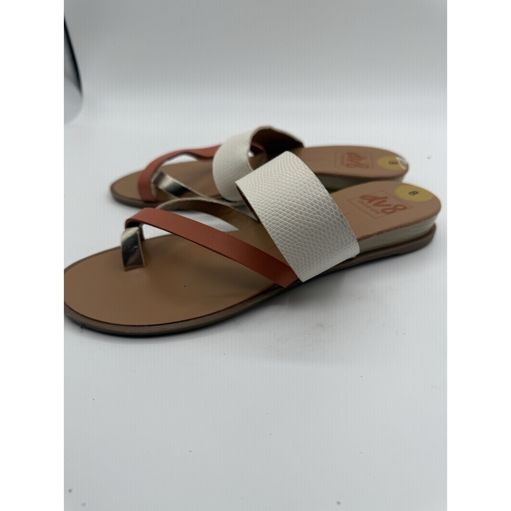 DV8 Thong Sandals Slides Slip On Casual Summer Shoes Copper White Size 8